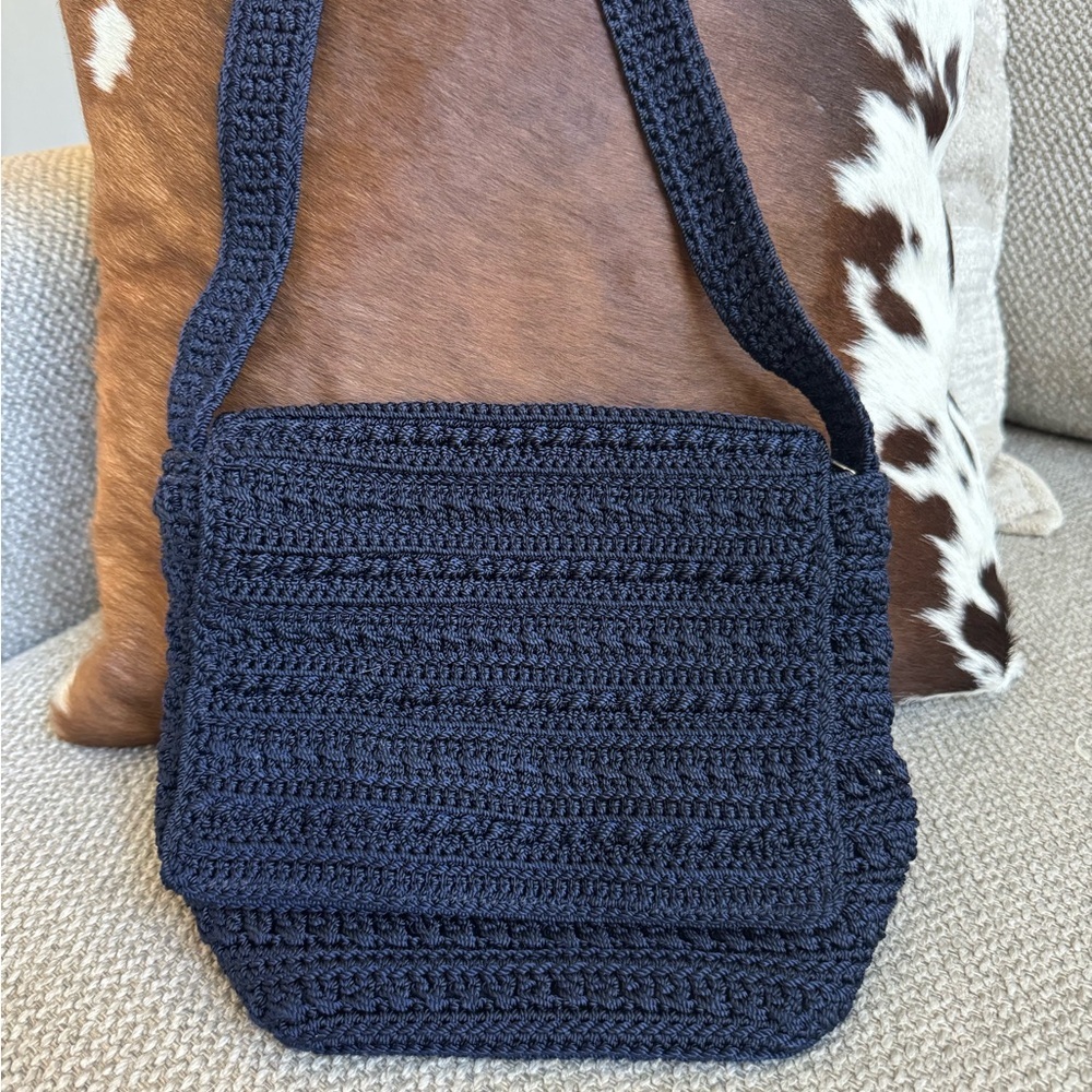 The Sak Navy Blue Crochet Shoulder Bag